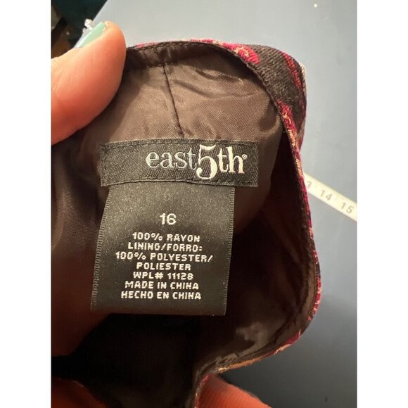 VTG Red & Black Paisley Midi Skirt Sz 16 East 5th Boho - Picture 8 of 9